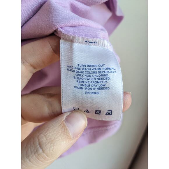 Lands' End Women's Short Sleeve Pink Turtle Neck Cottoned Plain Top Size L - Picture 4 of 4